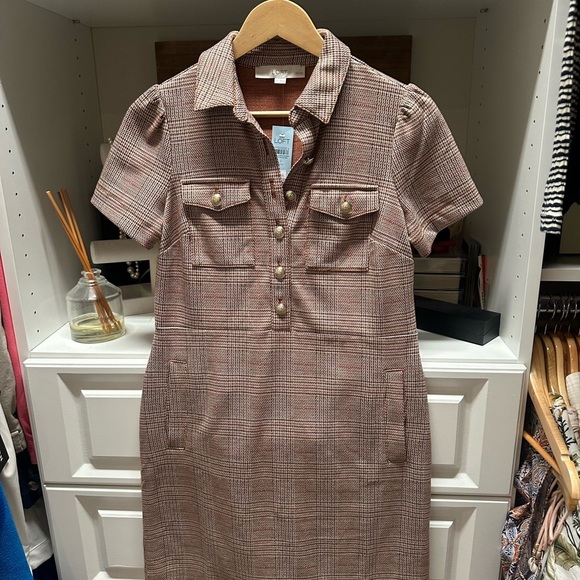 Loft  Brown Plaid Dress - Picture 4 of 10